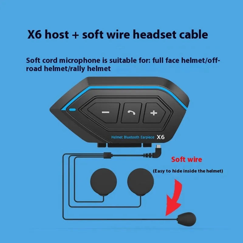 Motorcycle helmet Bluetooth headset X6 wheat colour with Torch Force chip 53-hour battery life