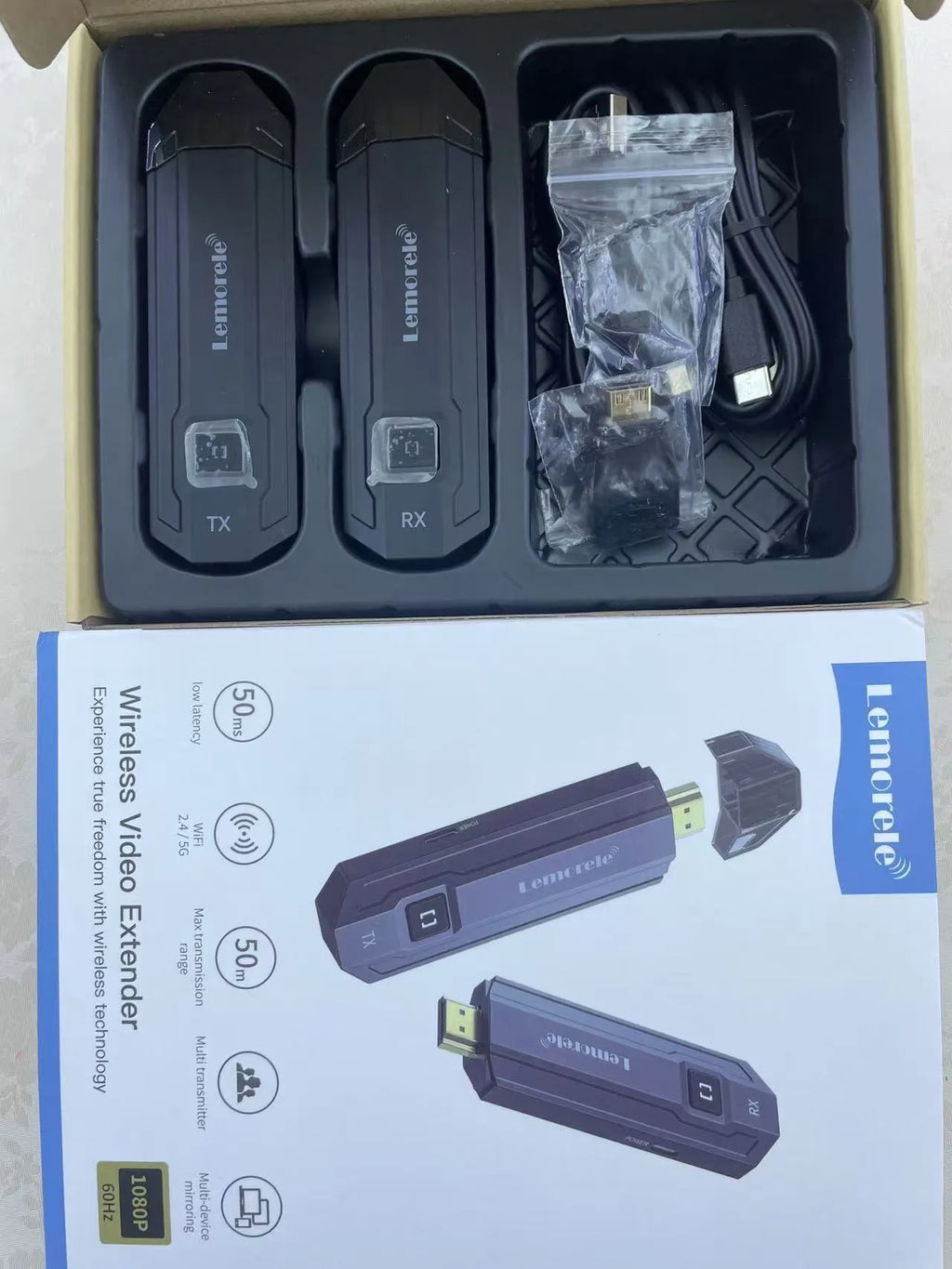Wireless HDMI transmitter and receiver set for projector phone computer with Bluetooth WiFi P20 suit