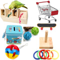Wooden parrot puzzle training toys for birds in three set configurations