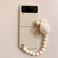 Love bracelet split hard phone case for Samsung Z Flip3 in brown TPU back cover with chain