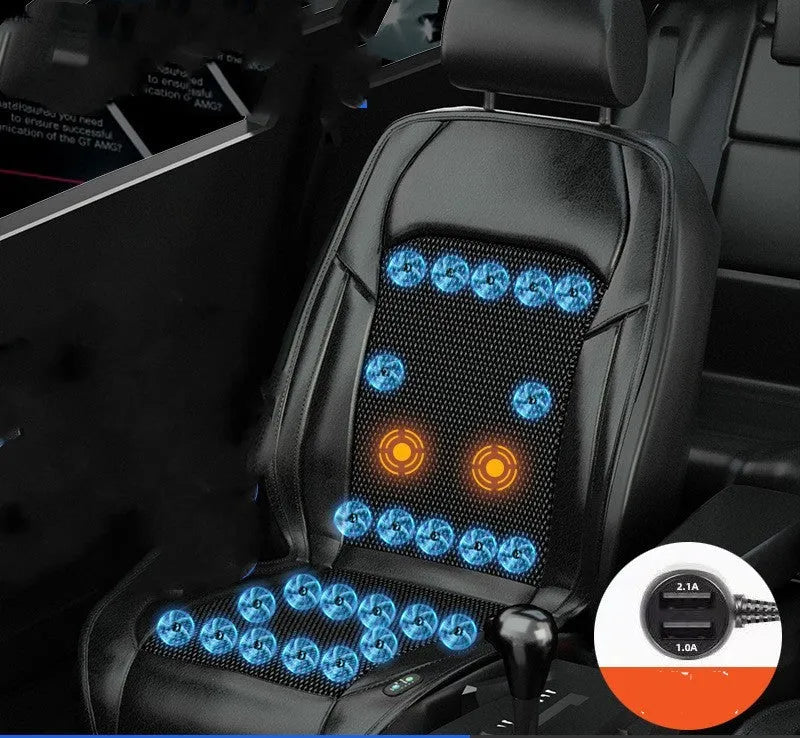 Car seat cooling cushion with ventilation fan system in black colour