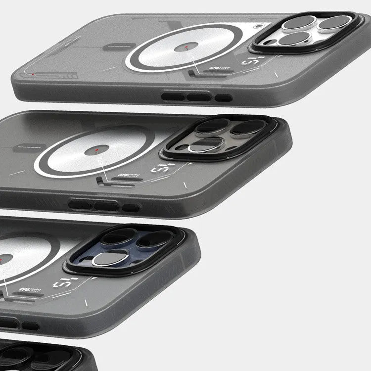 Grey magnetic TPU phone case with cooling window for iPhone 15 Pro and 15 Pro Max