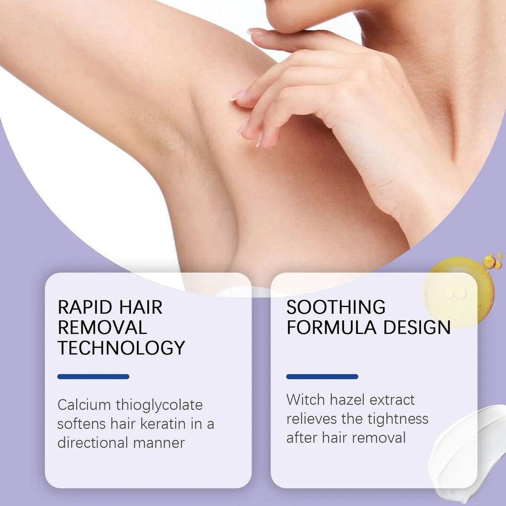 100g moisturising care hair removal cream with British style packaging showing depilatory formula