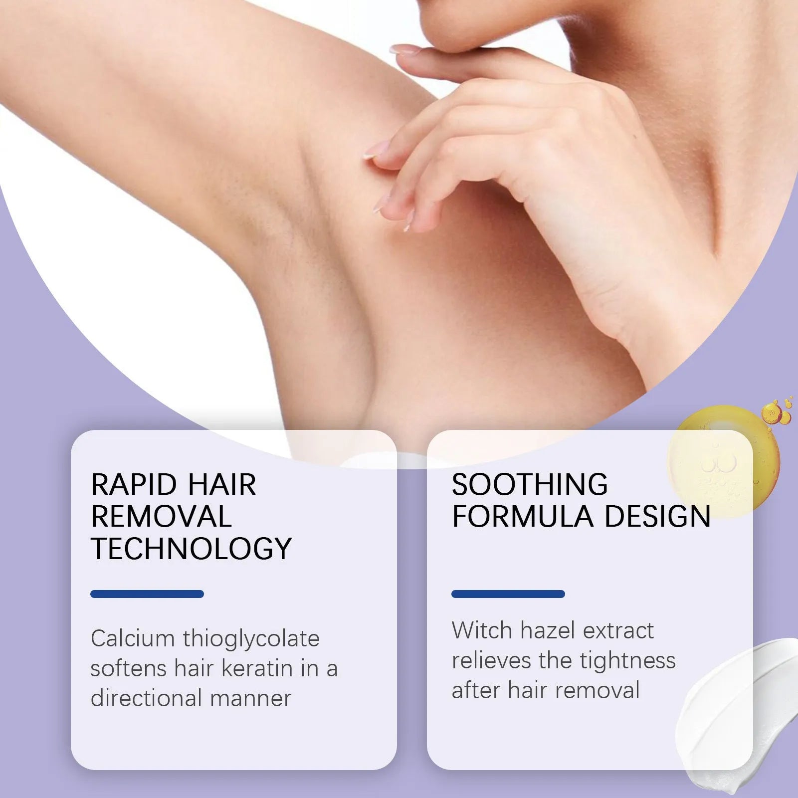 100g moisturising care hair removal cream with British style packaging showing depilatory formula