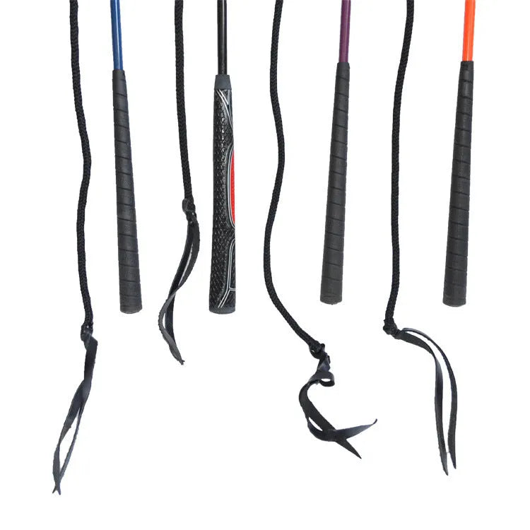 Advanced equestrian training whip with nylon fibreglass core and ergonomic handle