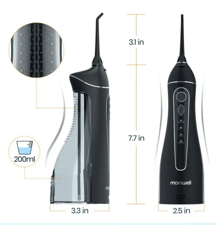 Black portable oral irrigator water flosser with smart water pick design for adult home dental care