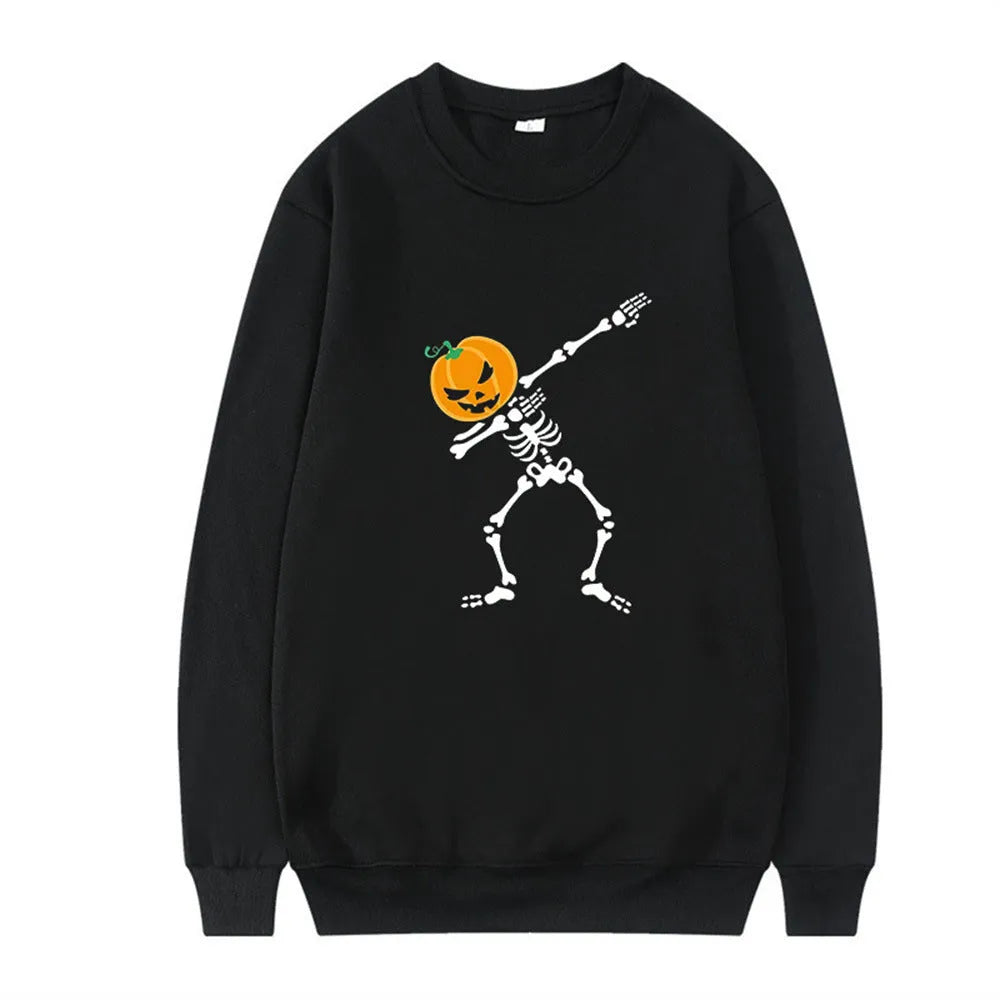 Women's printed crew neck long sleeve casual top in cotton-polyester blend, shown in one of five available colours.
