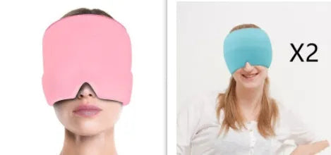 Elastic cloth gel eye mask for headache relief in black, pink or sky blue colours