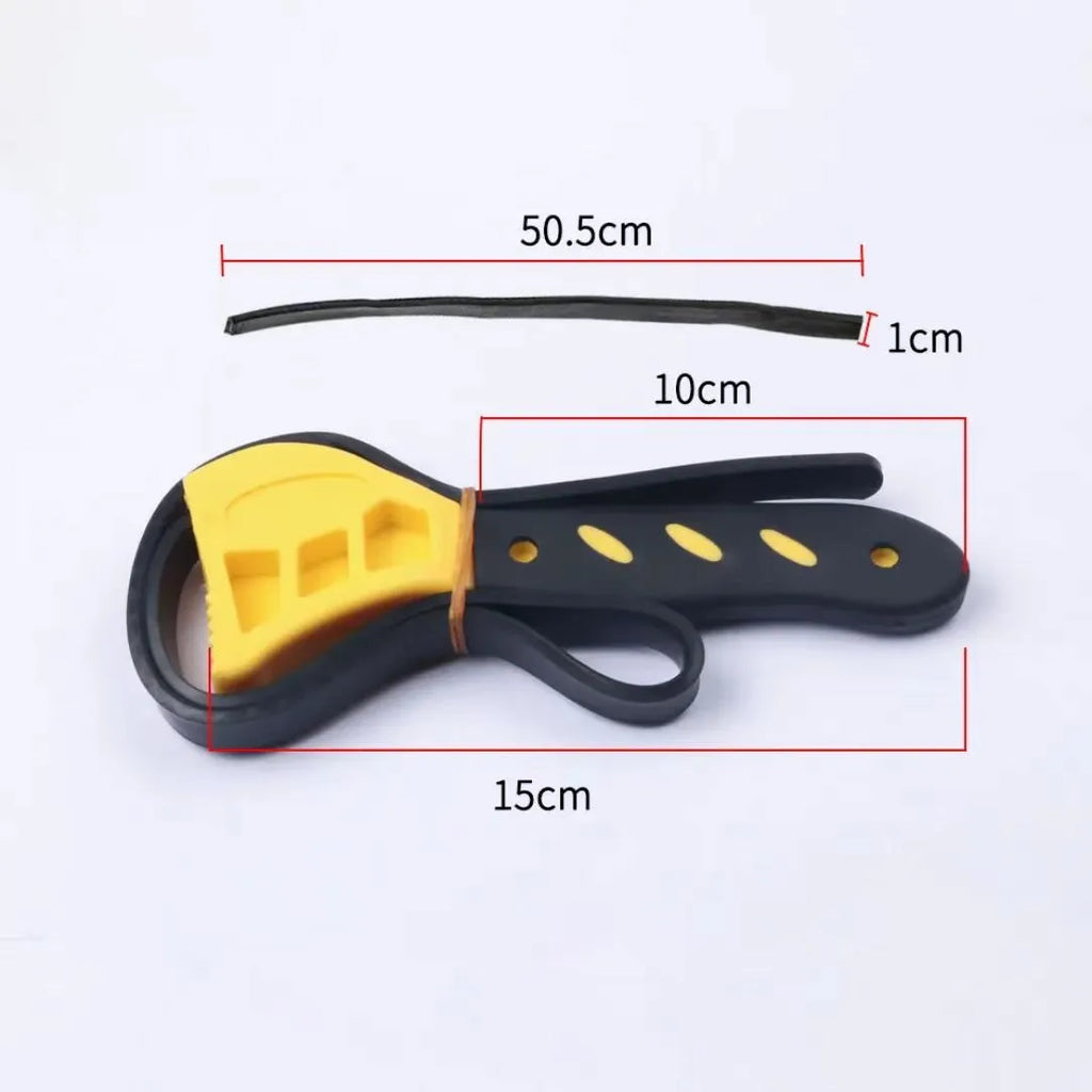 A 6-inch and 8-inch adjustable rubber strap wrench set on a white background.