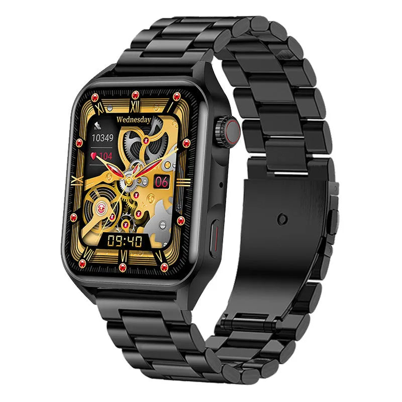 Smart watch with 1.8-inch AMOLED screen, NFC, and silicone strap in three colour options