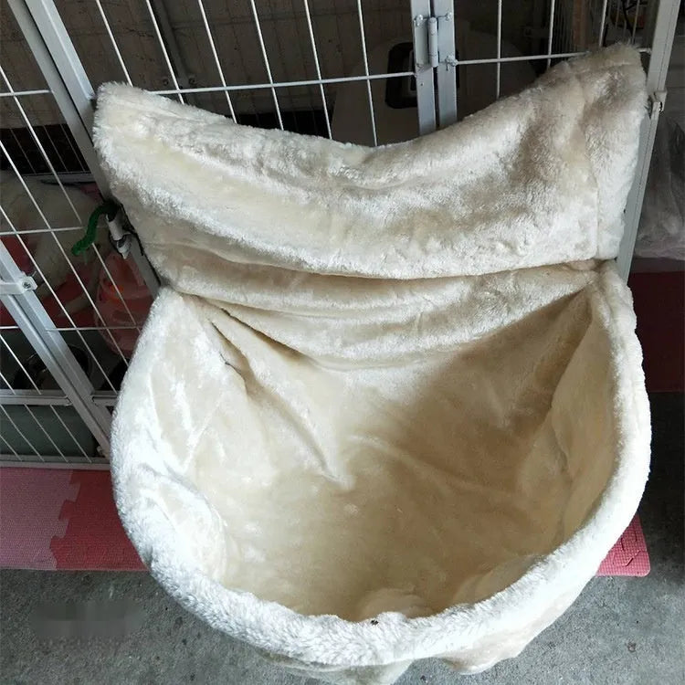 Iron frame cat hammock with fleece cloth in neutral colour options