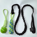 Cotton thread dog tug of war rope toy showing four design options for interactive pet play