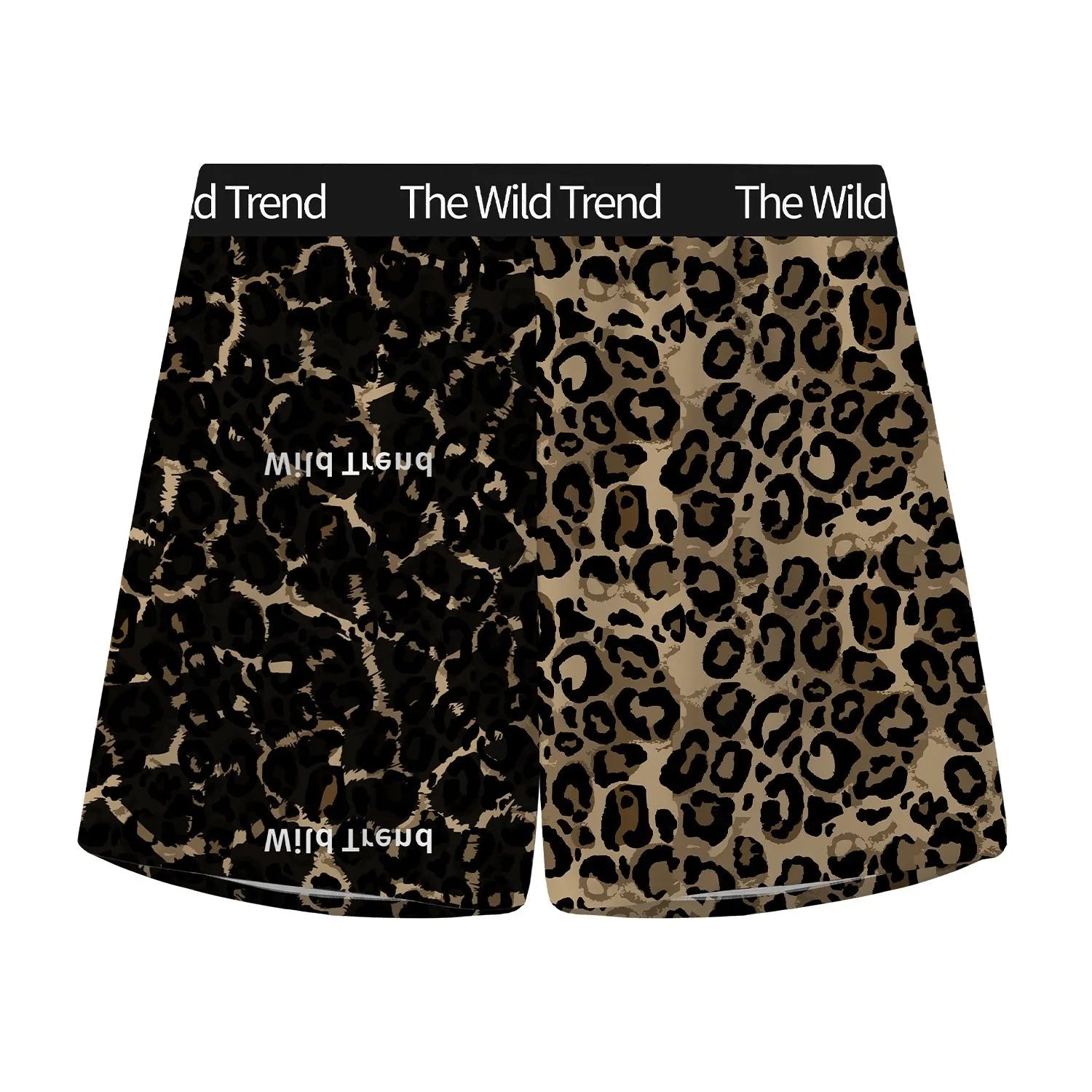 Men's leopard print woven shorts with quick-dry ice silk fabric in loose fit