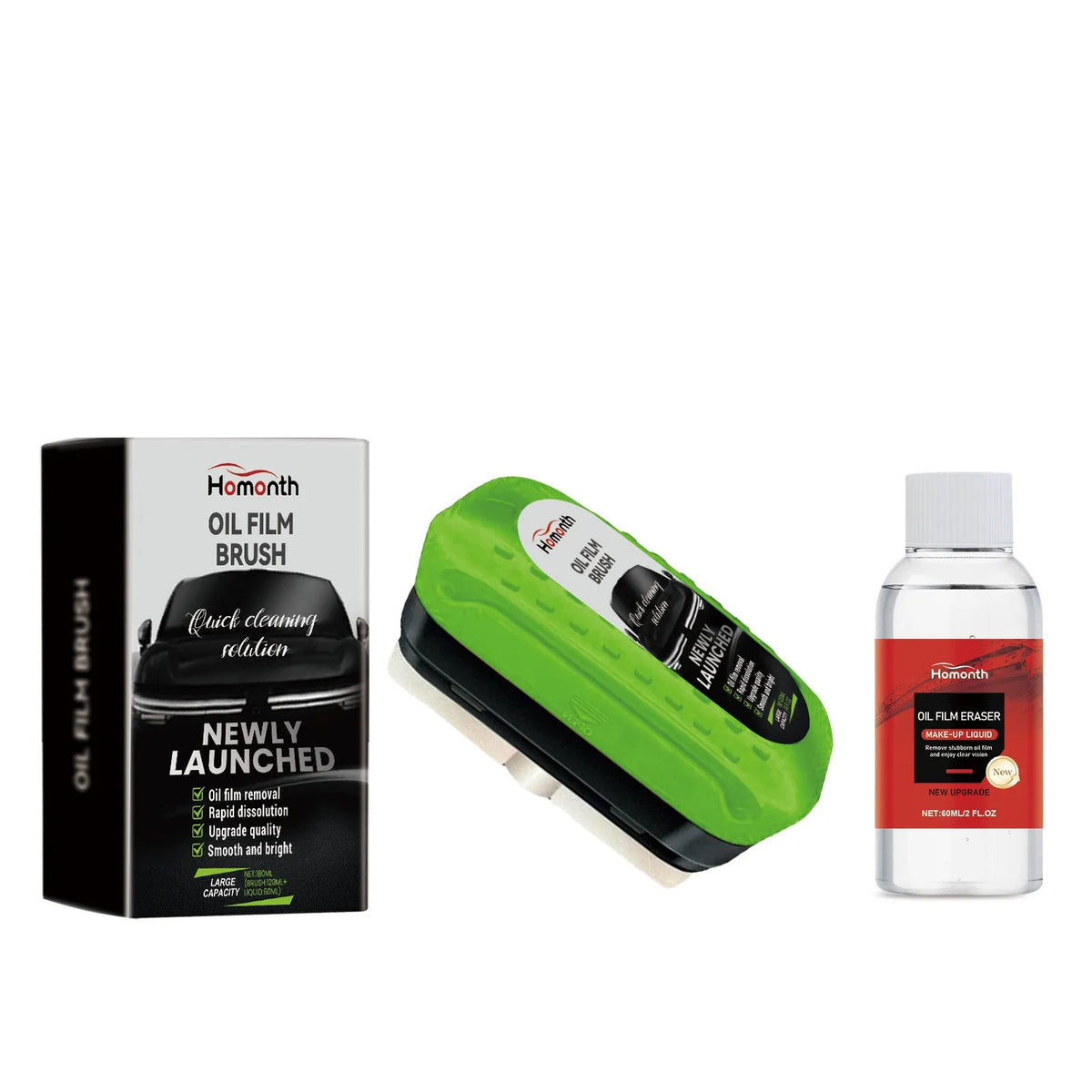 Car oil film cleaning brush set with 120ml bottle and brush for windscreen glass