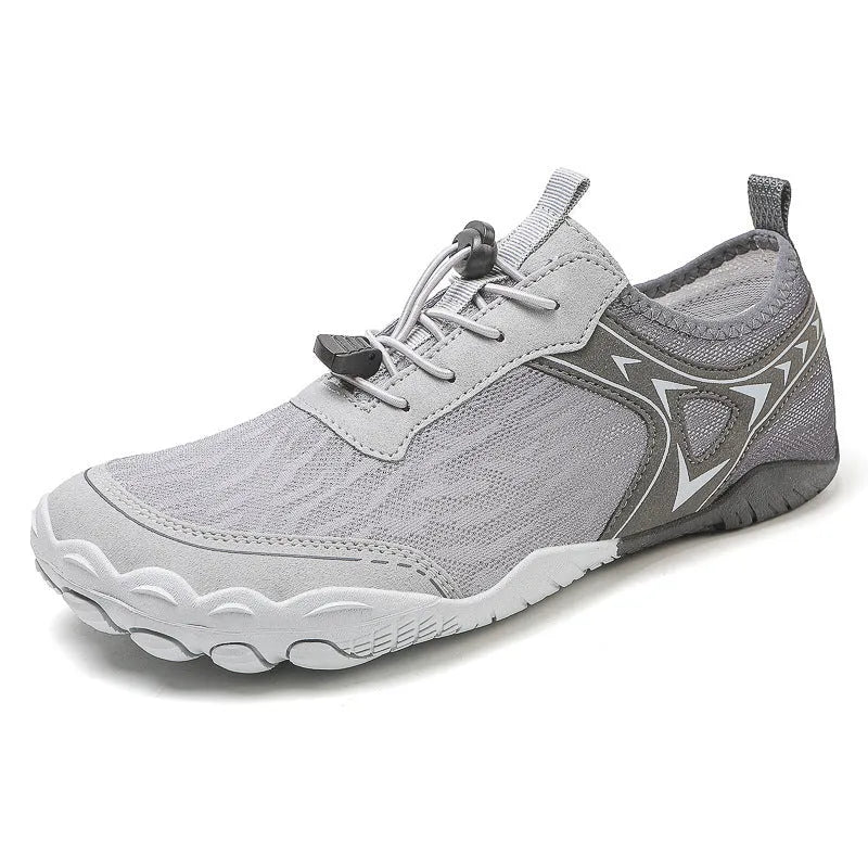 Five finger water shoes with rubber soles in army green colour showing separated toe design