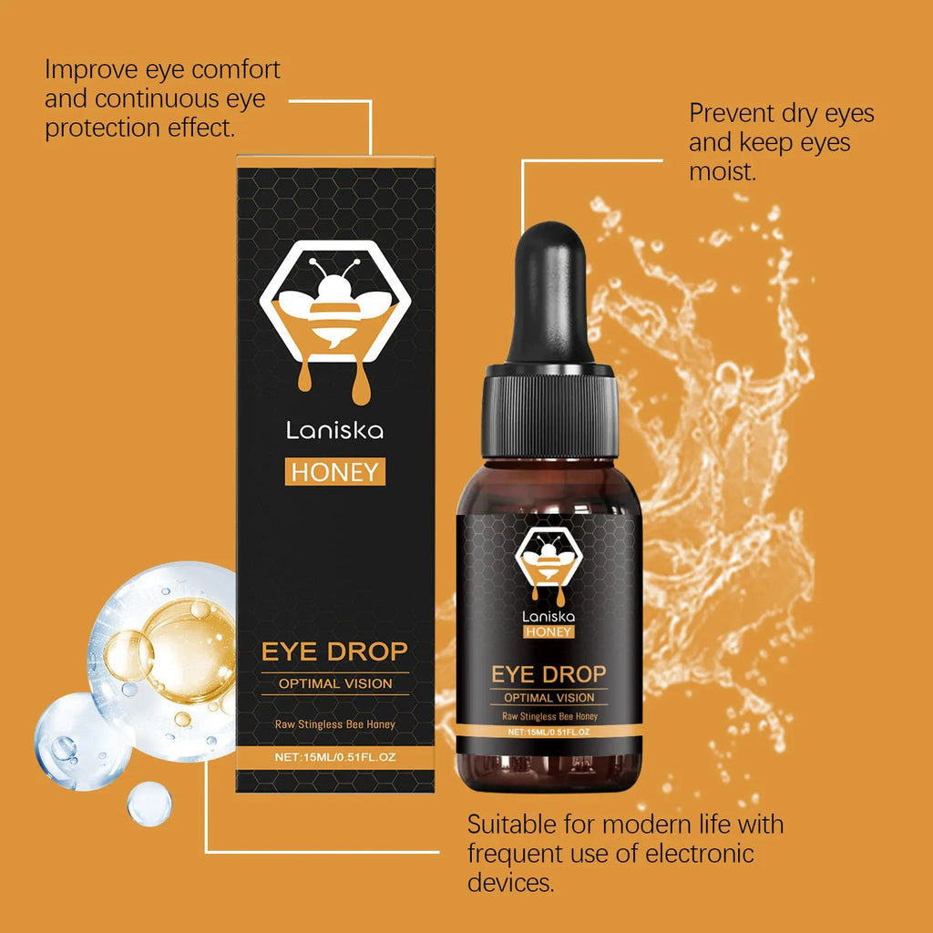 15ml bottle of honey eye drops for relief of eye fatigue and dryness