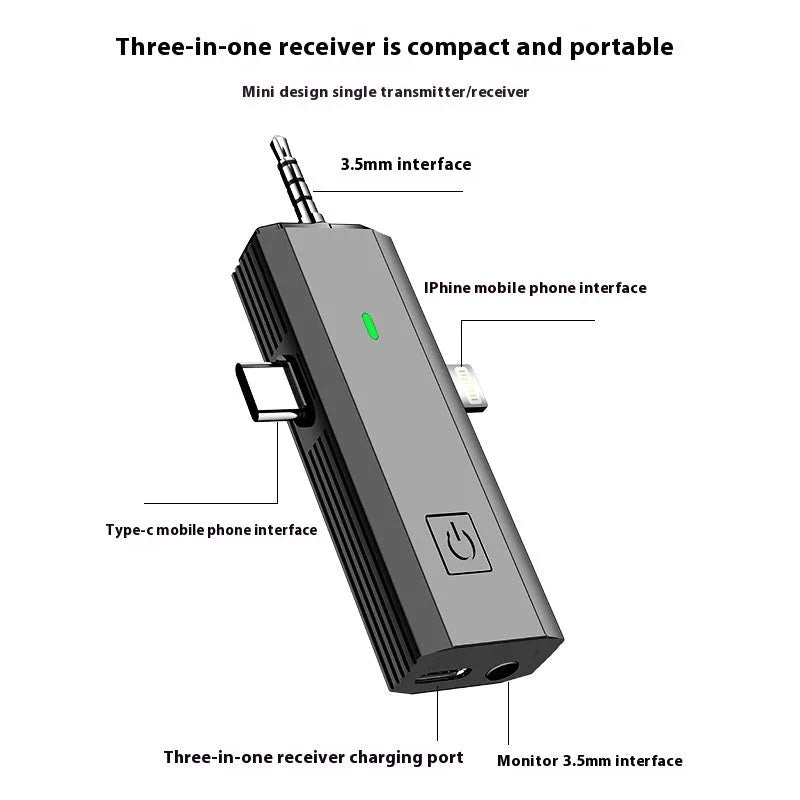 S17 wireless three-in-one neckline clip microphone receiver with universal device compatibility and 20Hz-20KHz frequency range