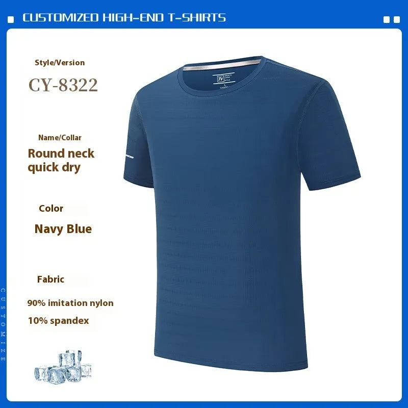 Quick-drying waterproof oil-proof antifouling round neck short sleeve work shirt in straight cut solid colour