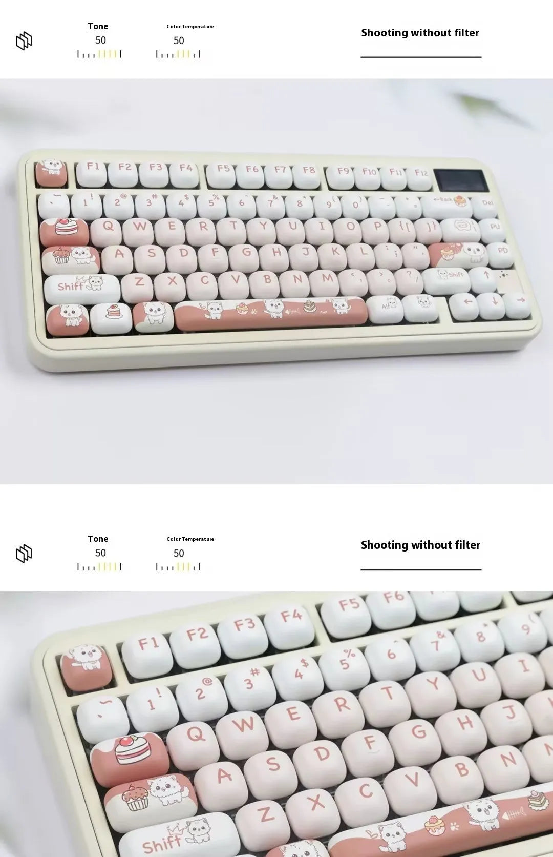 Dessert cat cartoon sublimation key caps for mechanical keyboards in round MOG style