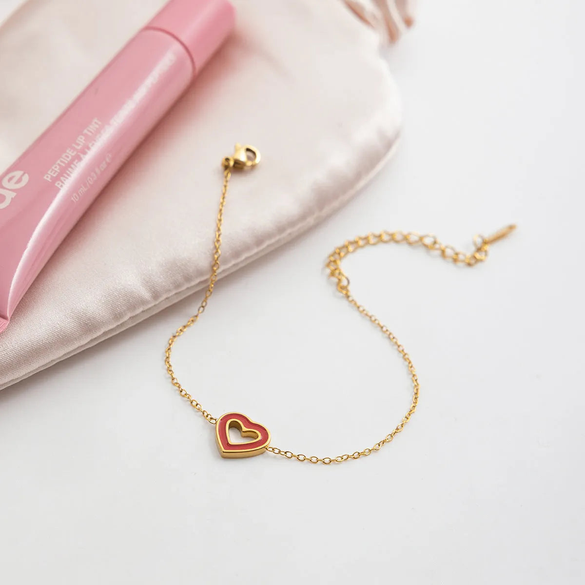 Stainless steel geometric drip oil love bracelet for women electroplated finish