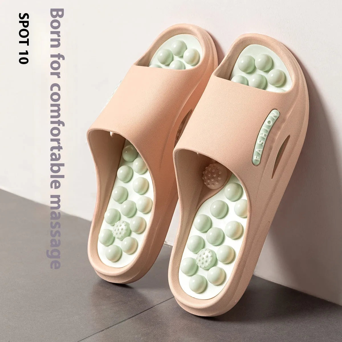 Non-slip ball massage sandals with grape particle texture, PVC upper and sole, available in multiple colours