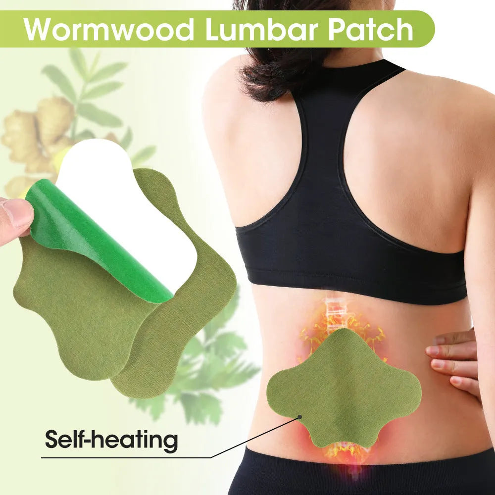 Chinese mugwort herbal patches in bag with cinnamon eucalyptus mint osmanthus leaf formula for knee lumbar spine foot