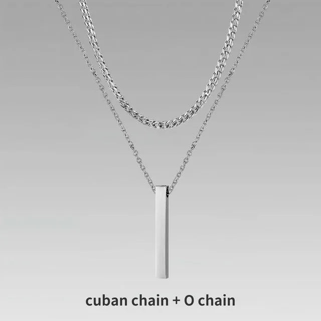 Crystal necklace for men with alloy silver pad finish in European American style