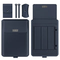 Imitation leather laptop protective sleeve in black with plush interior lining