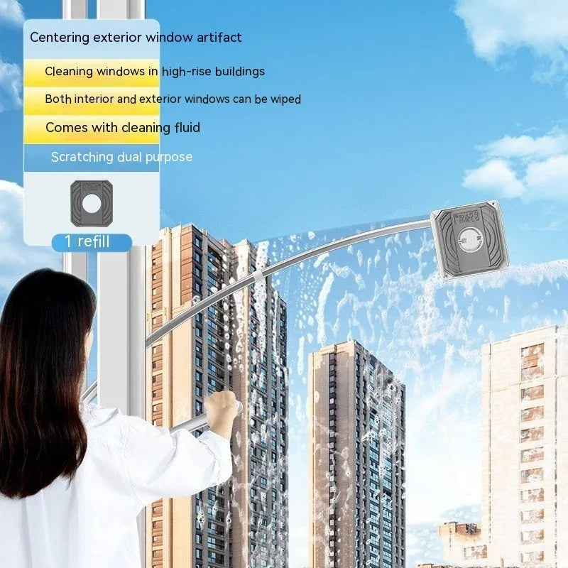 Benshang aluminium alloy double-sided glass wiper for high-rise outer windows with cotton head