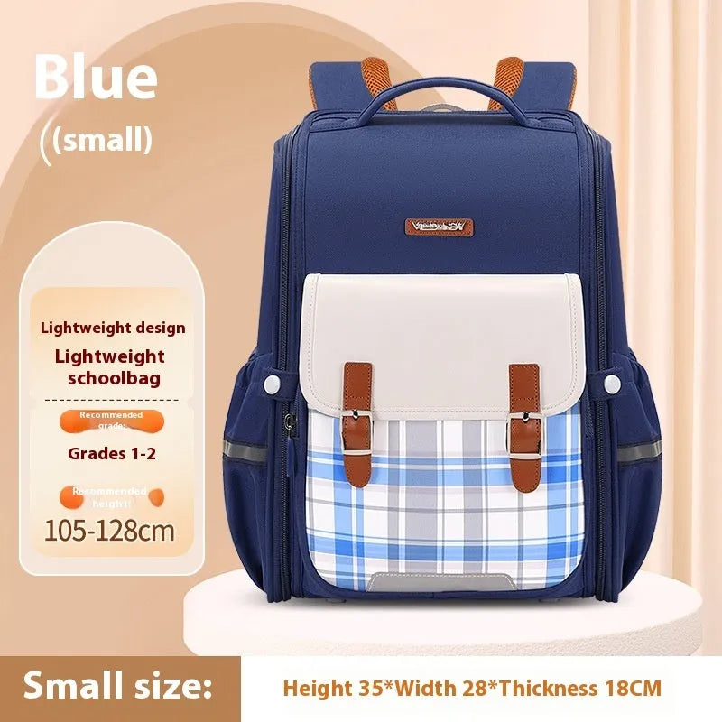 Lightweight Oxford cloth school backpack in navy blue, shown in a modern style for student use.