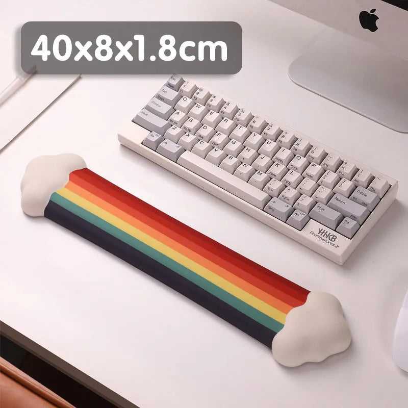 Silica gel wrist rest mouse pad and keyboard support set with pastoral cloud design