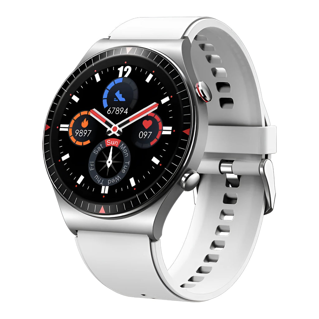 Bluetooth call smart watch with 1.28 inch screen, metal and plastic body, TPU silicone strap, black colour, showing music recording and step counting functions