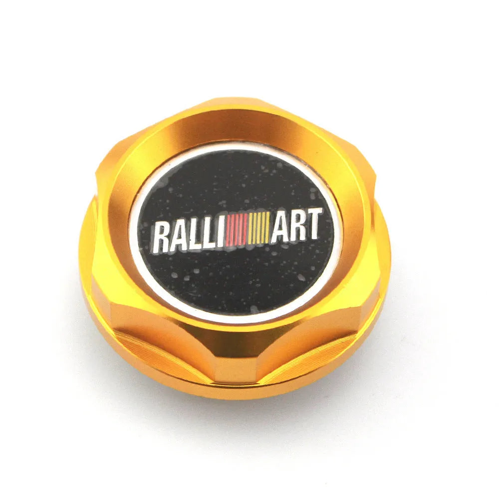 Aluminium alloy oil filter cap for Mitsubishi cars in red, blue, gold, silver, black, and purple colours.