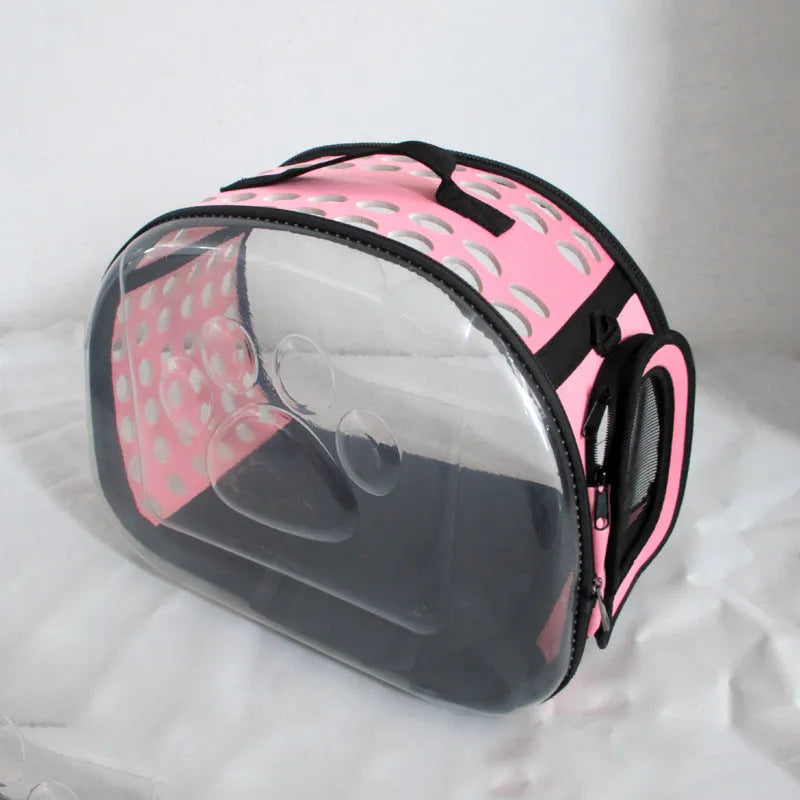 Breathable crossbody pet bag for small pets under 10 jin in solid colour with EVA and polyester fabric.