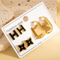 Women's non-fading stainless steel earrings set with love and butterfly motifs, 3 pairs, electroplated finish