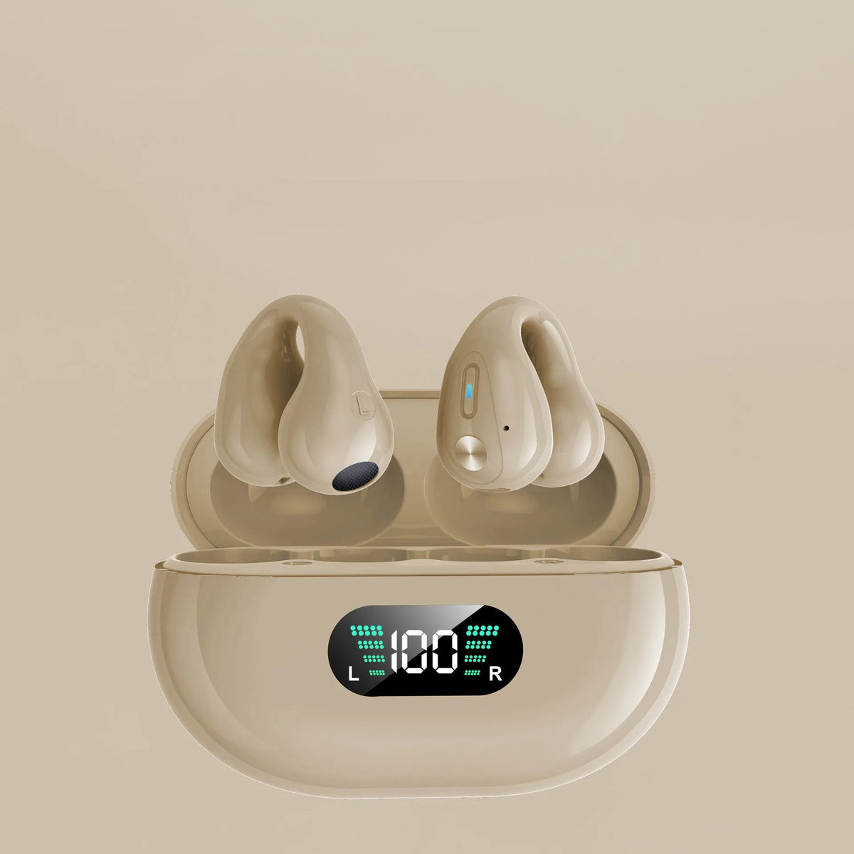 Bone conduction headphones ear clip TWS earbuds Bluetooth 5.3 touch control black colour