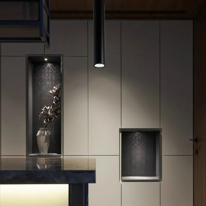 Black round LED surface mounted ceiling downlight with modern design