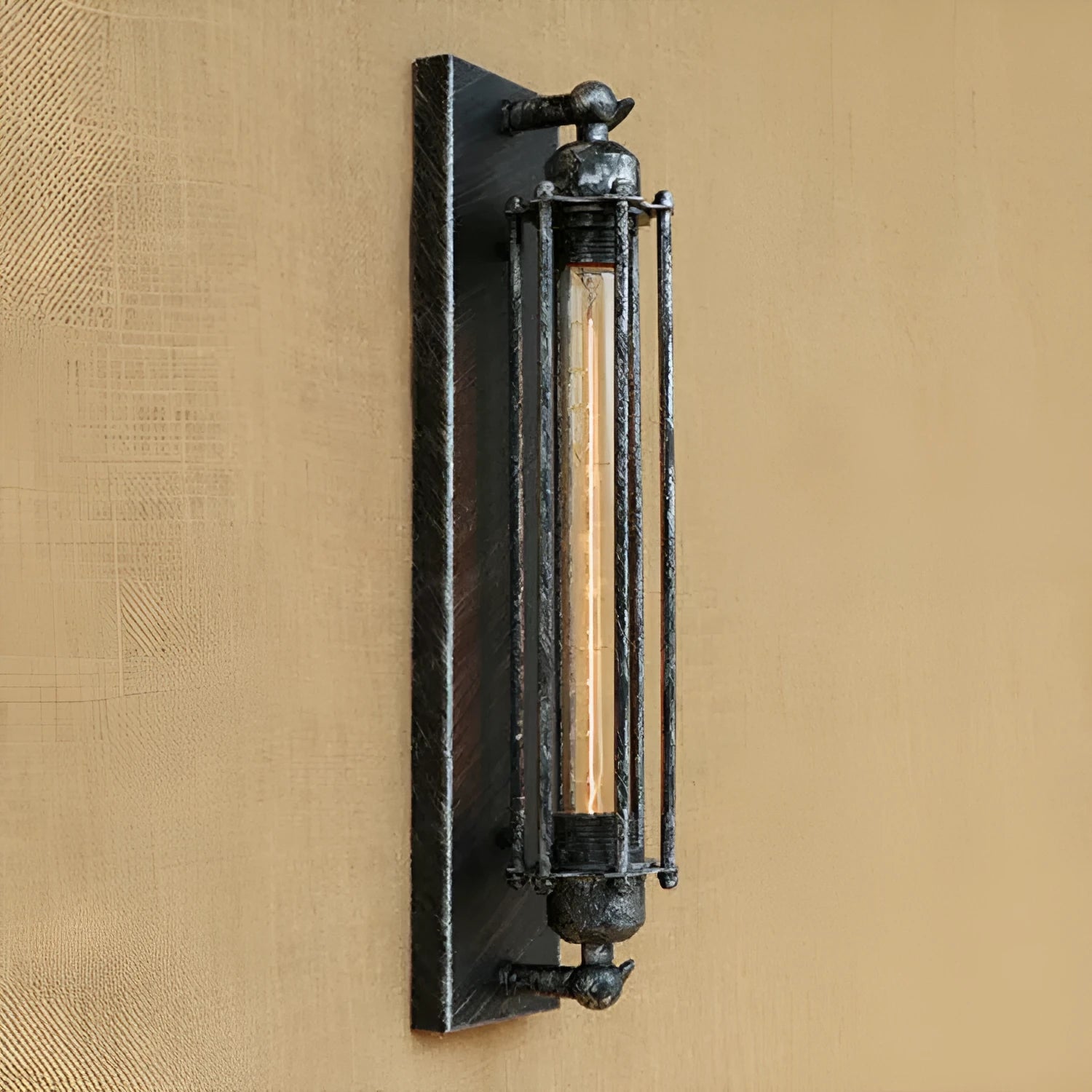 Industrial retro wall lamp with iron construction in black bronze rust or silver finish