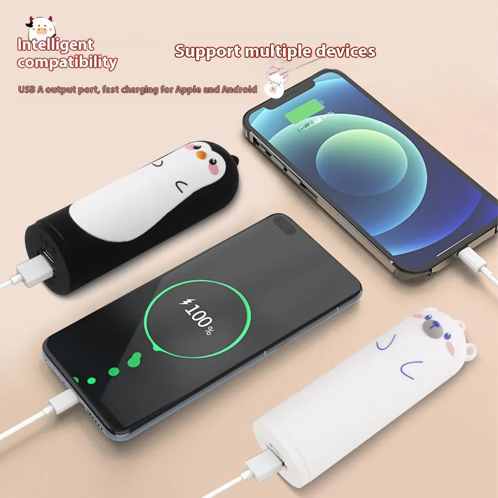 Cartoon animal style power bank 5000mAh in polar bear design with PVC shell portable charger