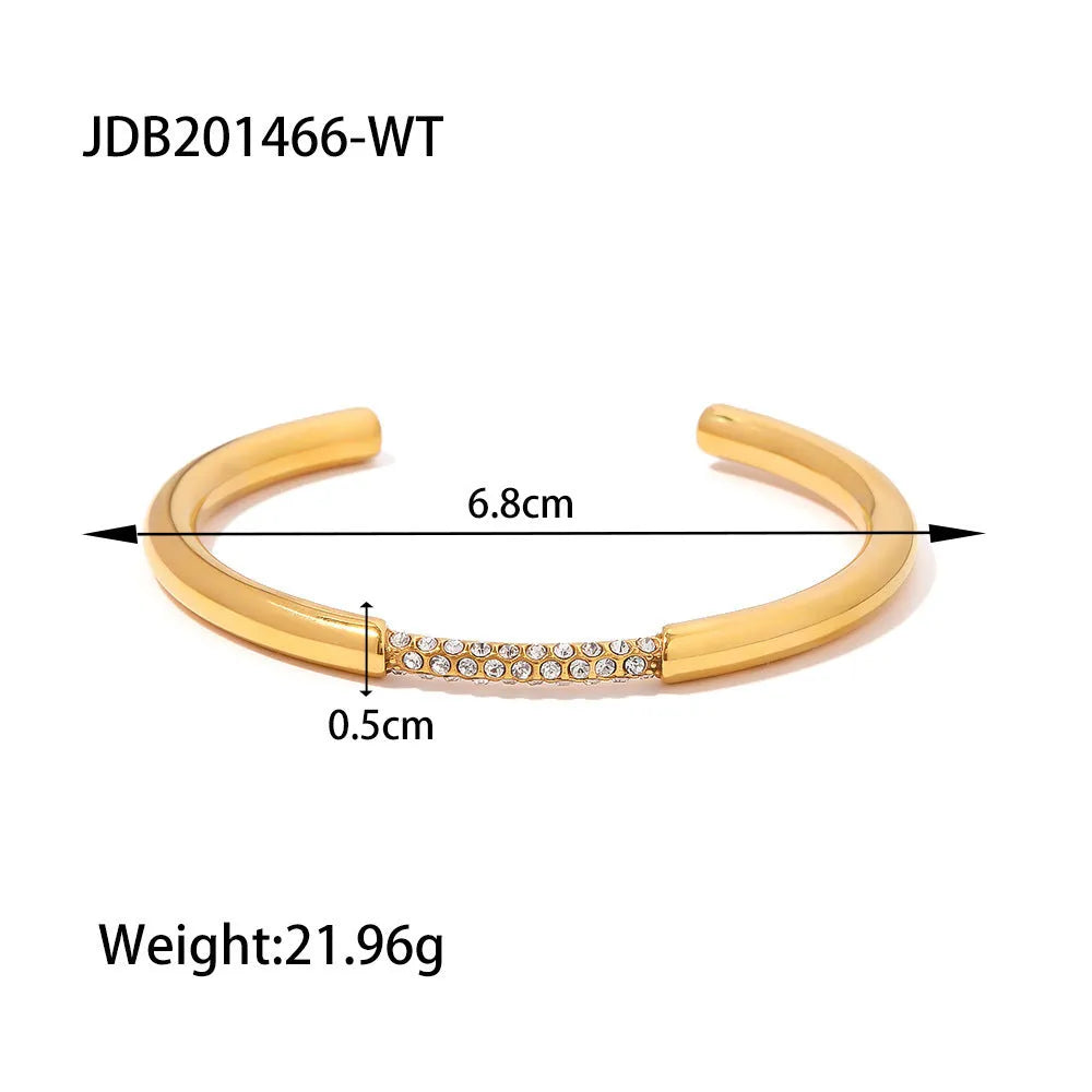 Stainless steel zircon bracelet with electroplated finish in colour JDB201271, European American style