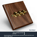 Black walnut solid wood panel brass work driving arm dual control switch socket in walnut colour