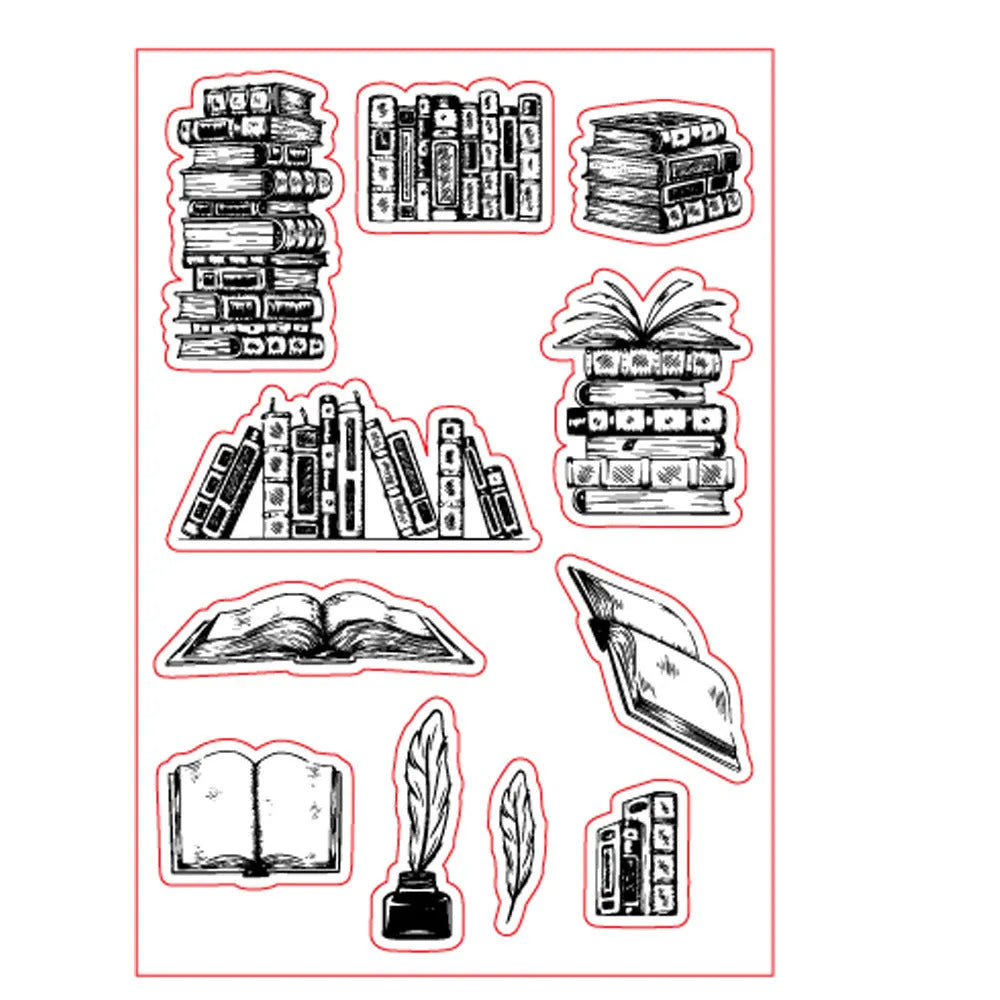 White transparent silicone hand account stamp measuring 11x16 cm with self-adhesive backing on a craft table