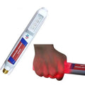Handheld ultrasonic infrared pulse detector with rechargeable base and indicator lights