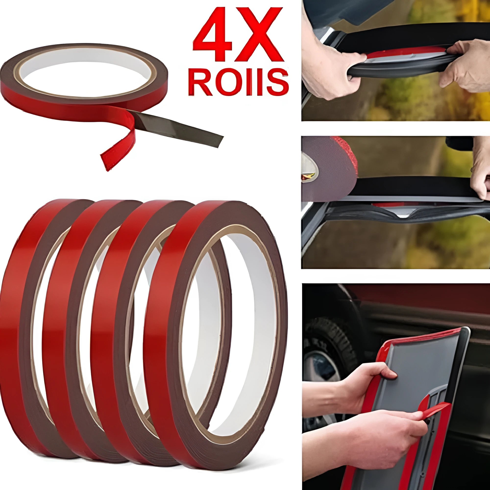 Red double car spread black gelatin sponge tape rolls, 10mm width on PE substrate, for indoor use
