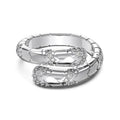 S925 sterling silver star moon ring with full zirconium inlay in White Gold colour, adjustable open band