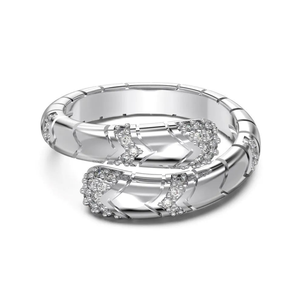 S925 sterling silver star moon ring with full zirconium inlay in White Gold colour, adjustable open band