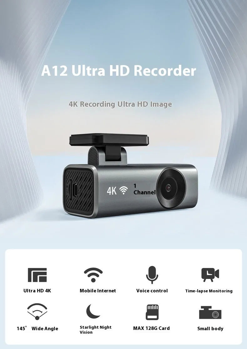 Hidden 4K dash cam with no screen, enhanced night vision, discreet car recorder
