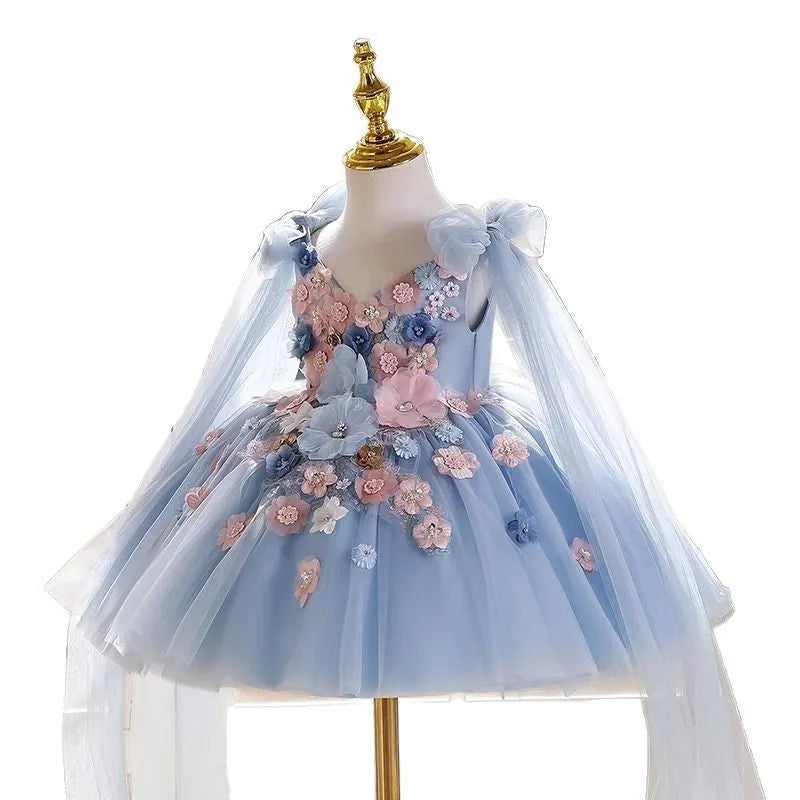 FARCENT sky blue polyester princess dress for girls piano performance