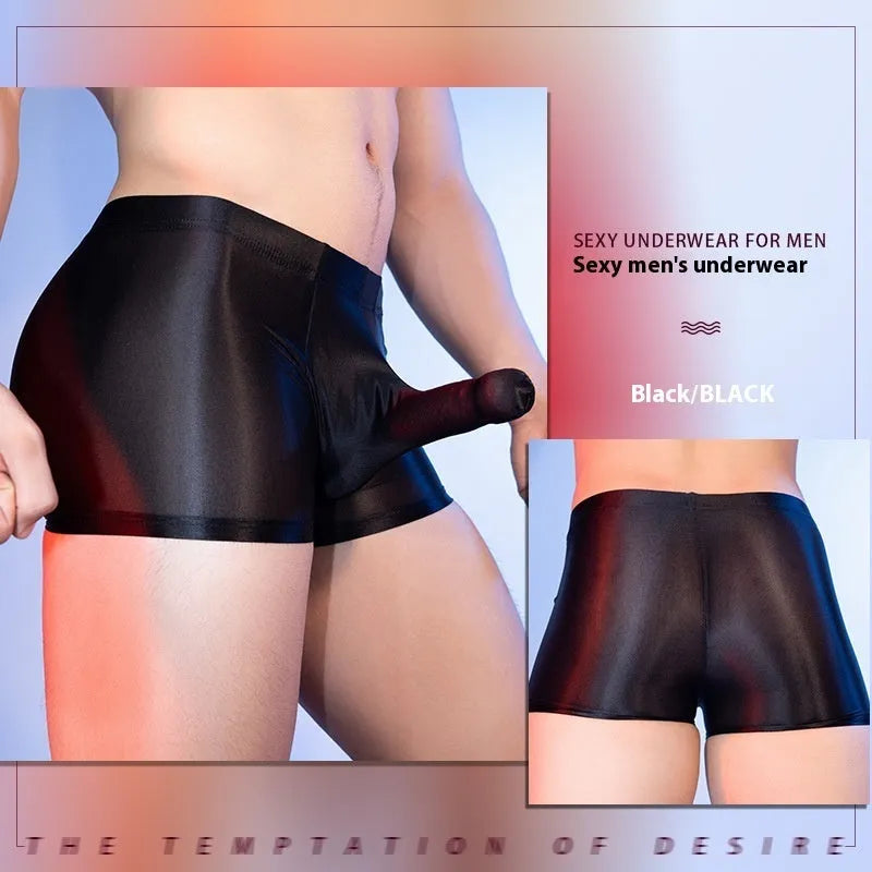 Men's seamless boxer shorts in red nylon fabric with a mid-waist fit.