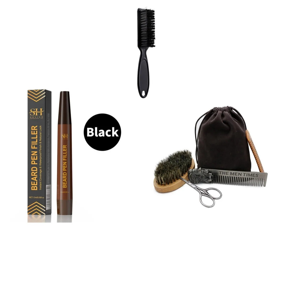 Men's sweatproof eyebrow pencil in black and dark brown for beard and hairline grooming